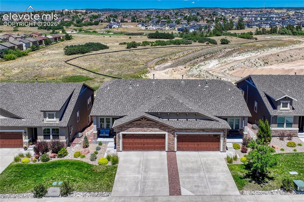 Image 42 of 47: Aerial perspective highlights the home