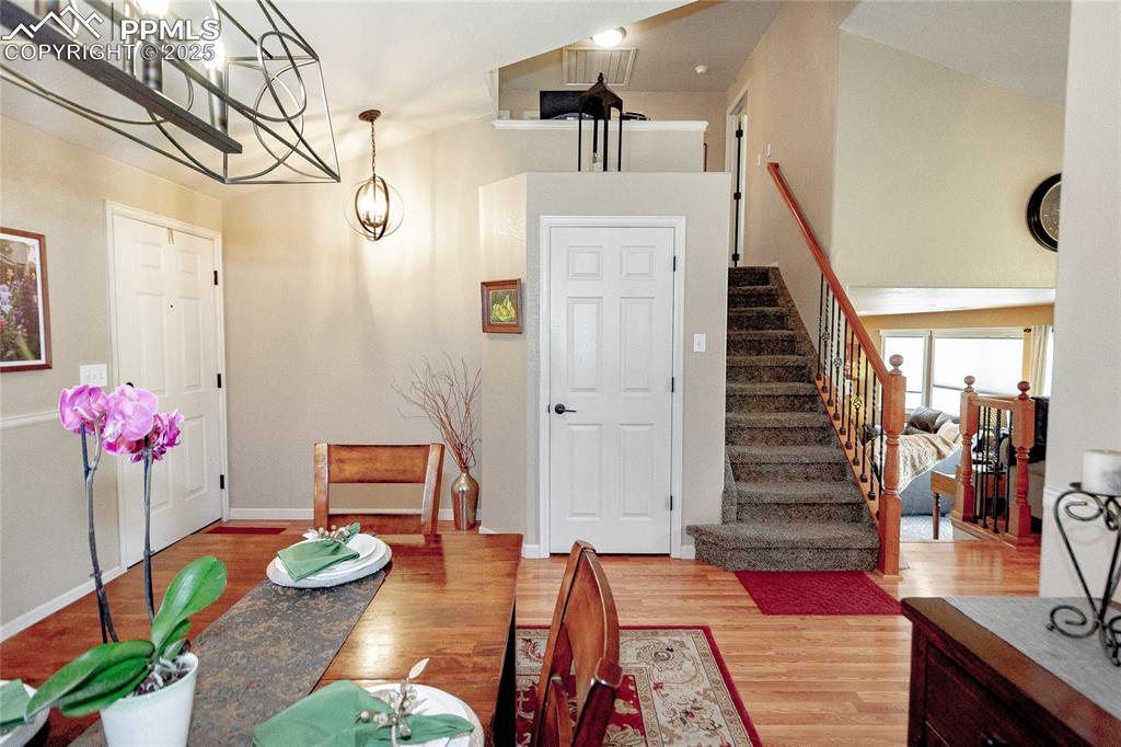 Image 5 of 33: Great room view to upper level