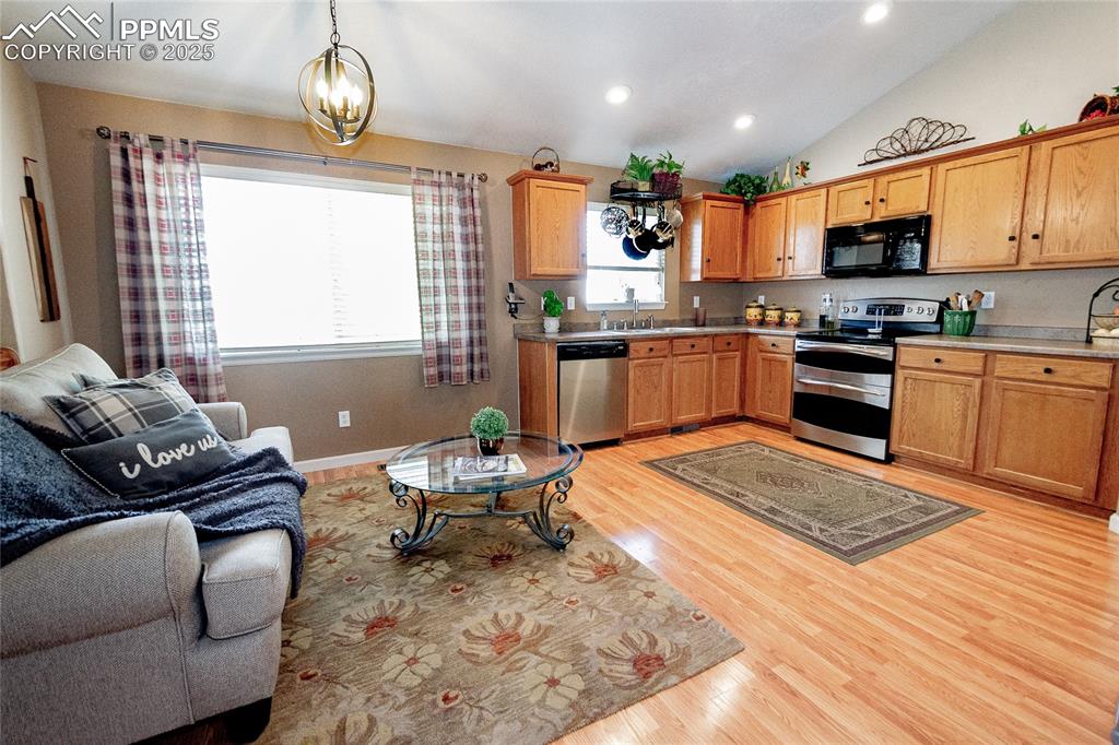 Image 6 of 33: Kitchen view from entrance & great room
