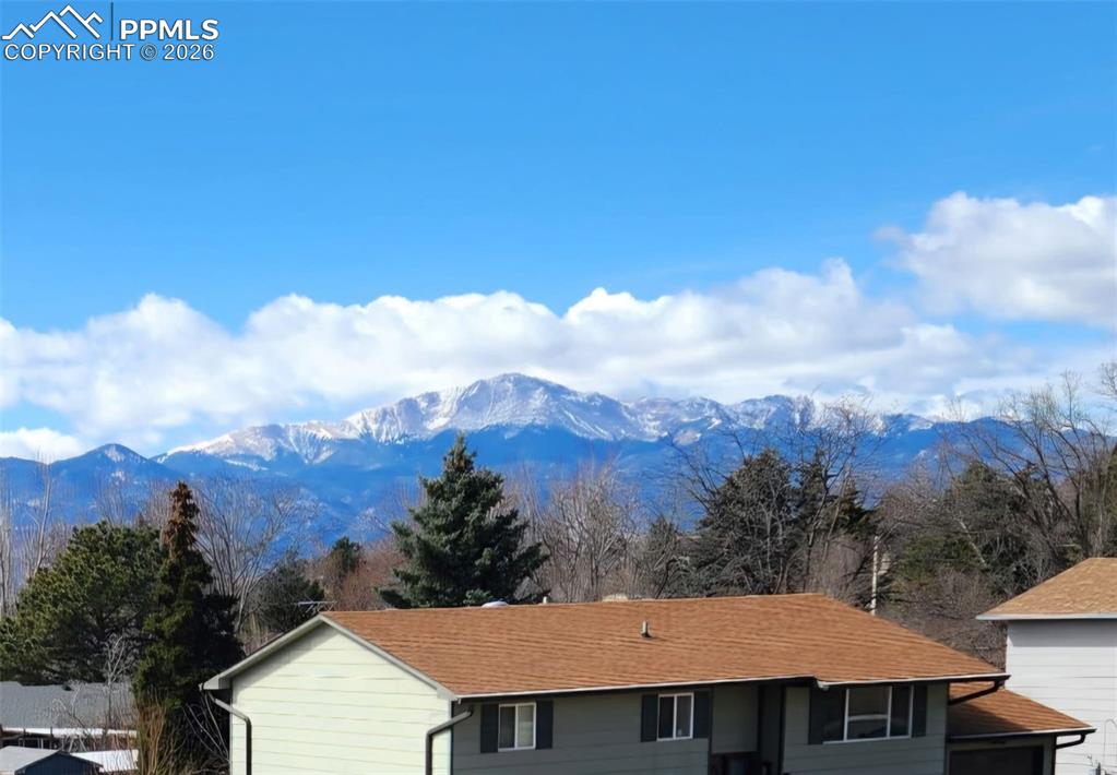Image 2 of 2: View of Pikes Peak from upper level