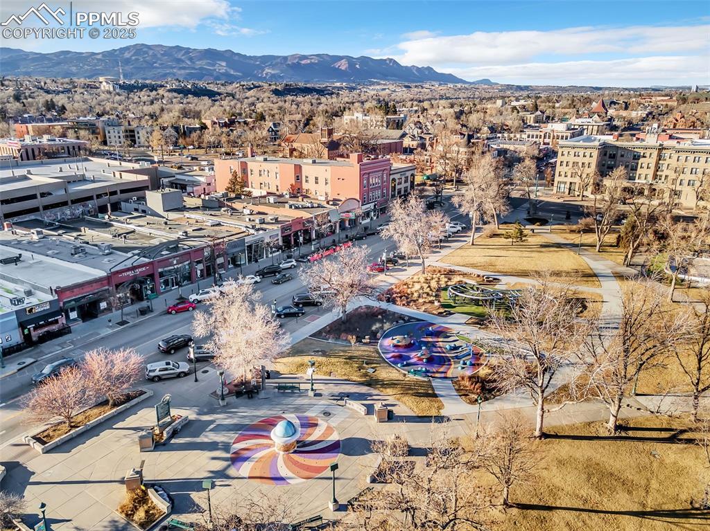 Image 47 of 48: Drone / aerial view of a mountain backdrop