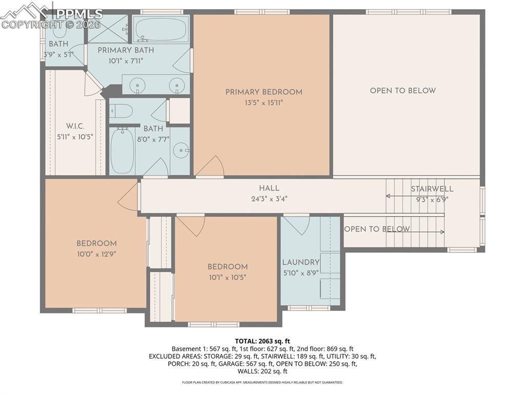 Image 24 of 25: Upper level floor plan.