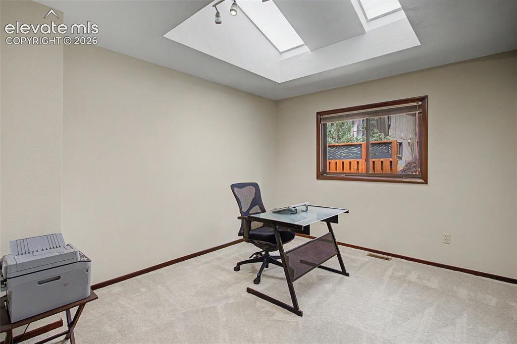 Image 24 of 49: 2 Skylights brighten up this bedroom.