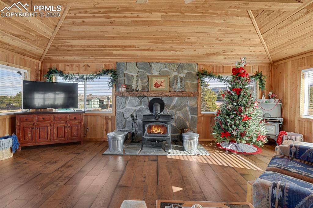 Image 2 of 29: Check out that wood stove!