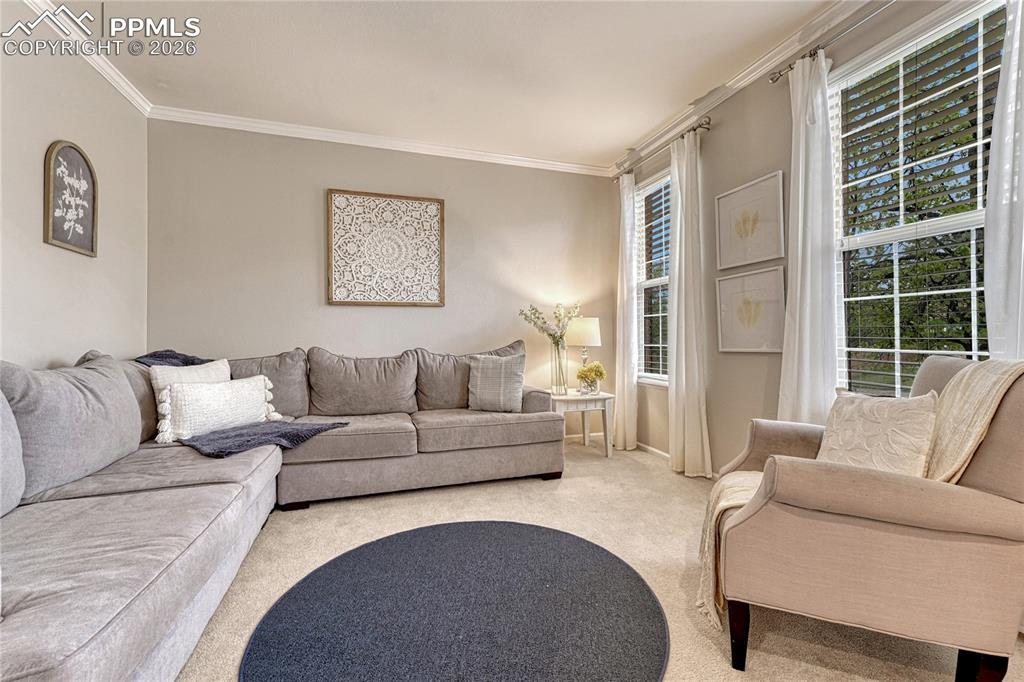 Image 5 of 48: Formal Living Room could flex to den, playroom, 2nd office