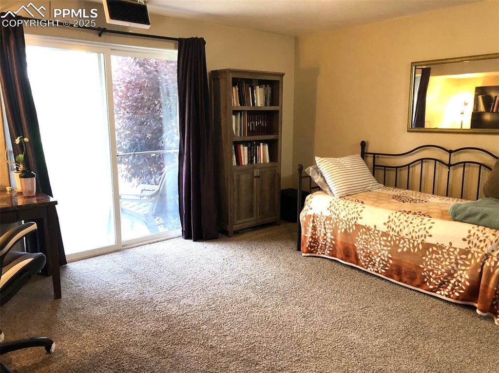 Image 19 of 26: Downstairs suite with full bath and walk out to patio.