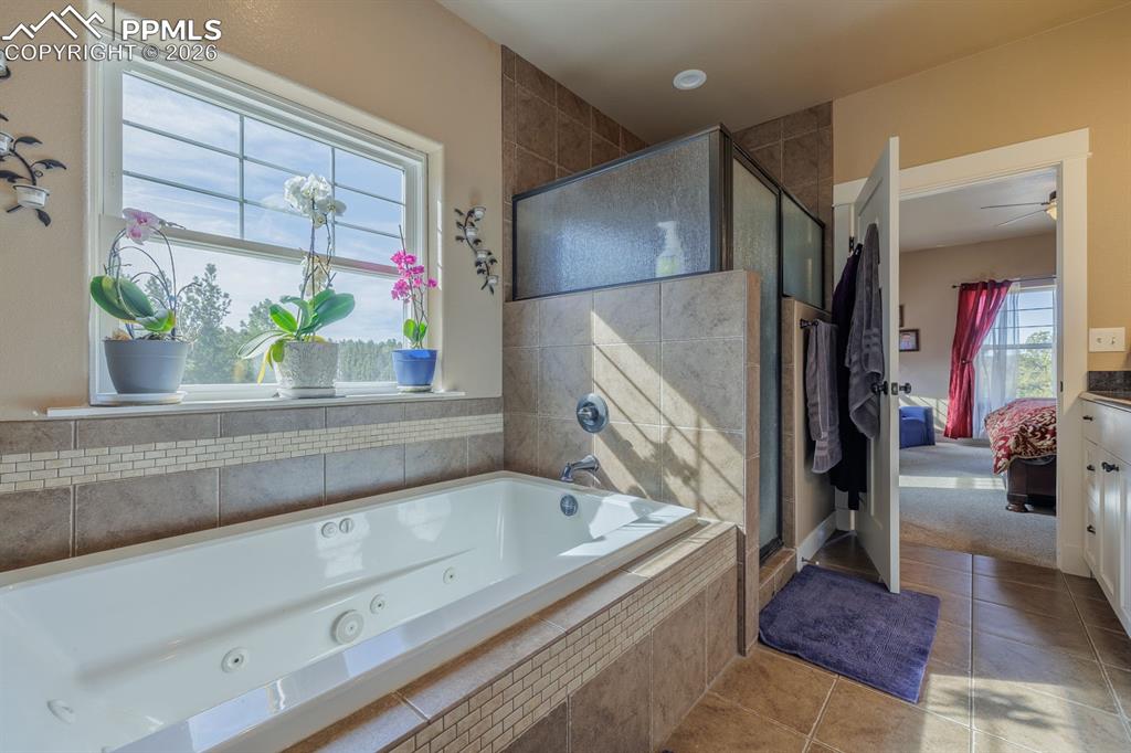 Image 21 of 49: Jetted and heated tub.