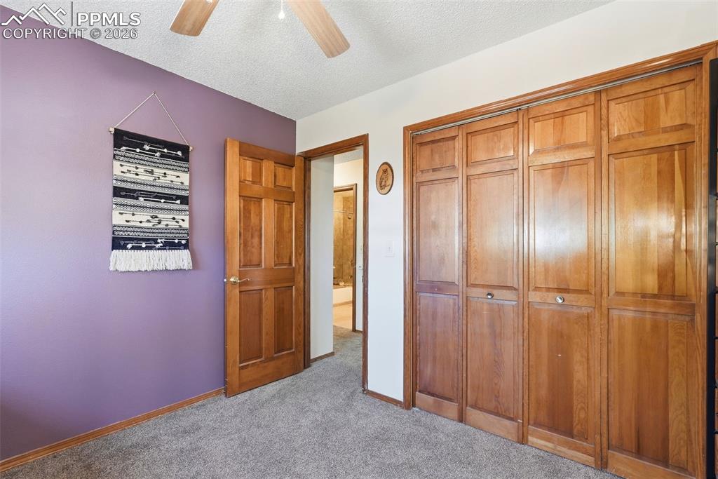 Image 24 of 50: Carpet, Wood Doors And Closets, Ceiling Fan