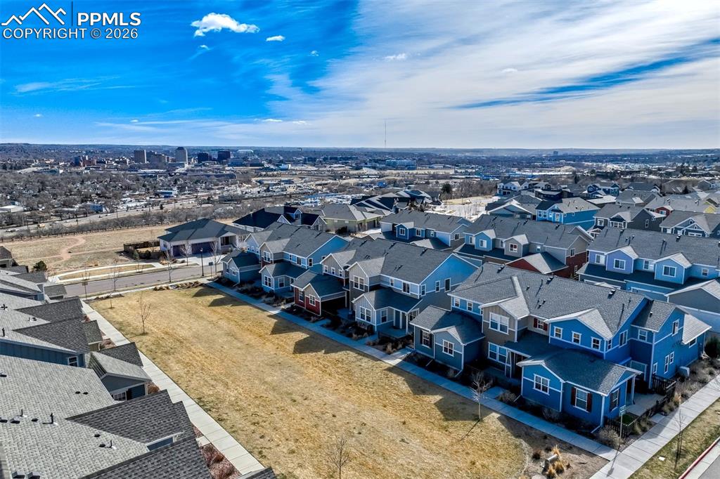 Image 41 of 48: Aerial view of of the townhomes.