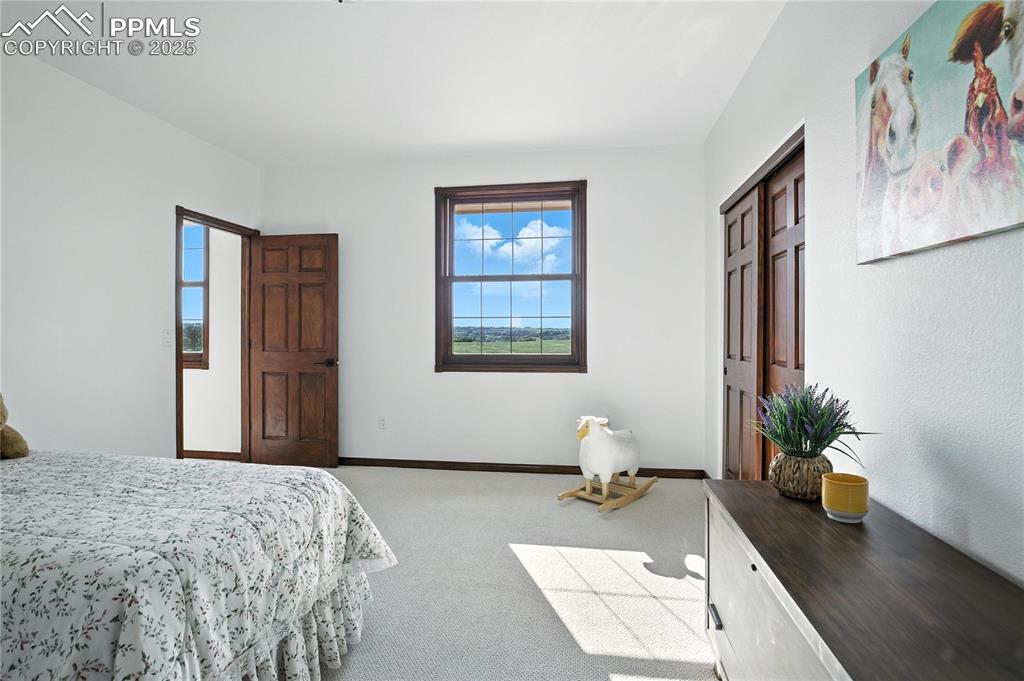 Image 25 of 50: Bedroom with carpet and baseboards