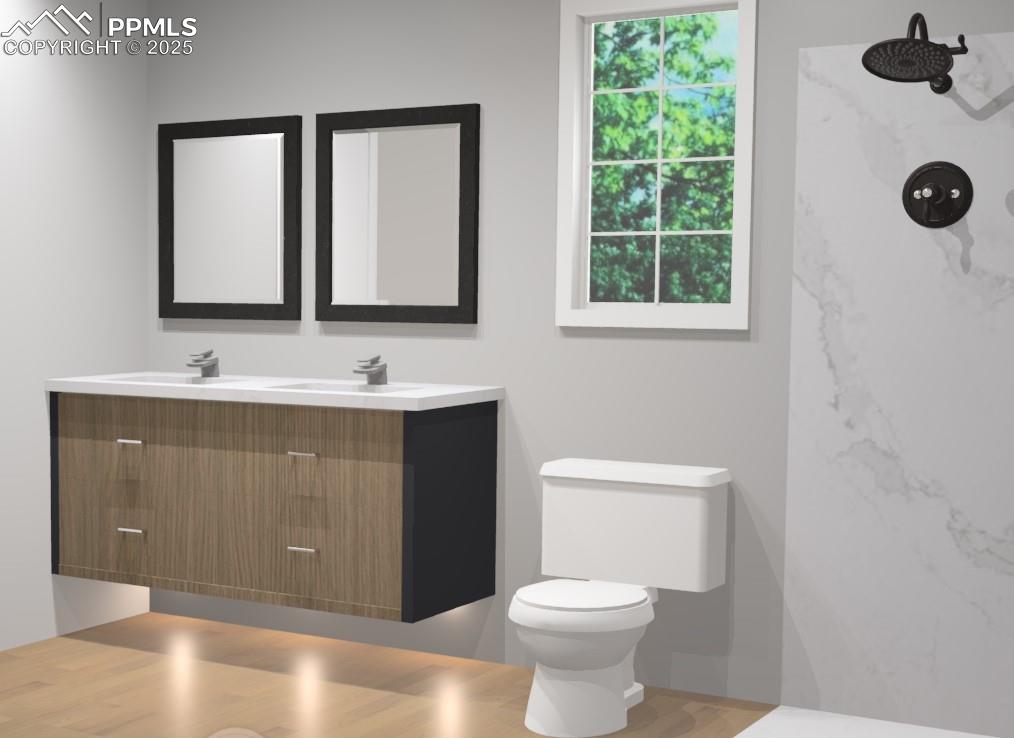 Image 35 of 50: Floating double vanity