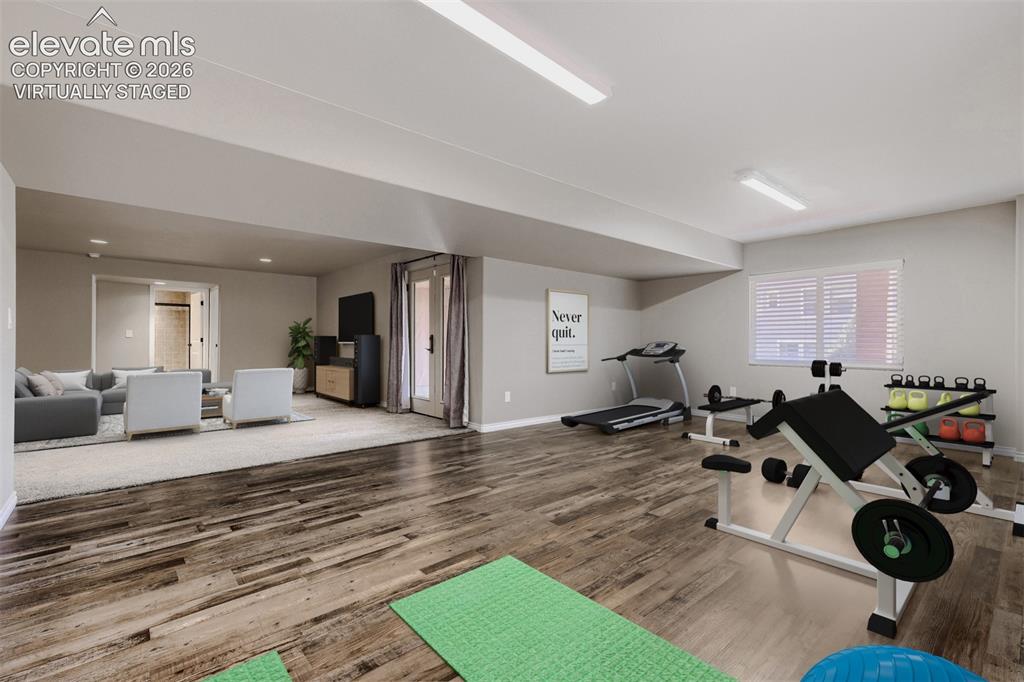 Image 35 of 50: Virtually staged flex room (game room, hobby room, playroom, or exercise ro