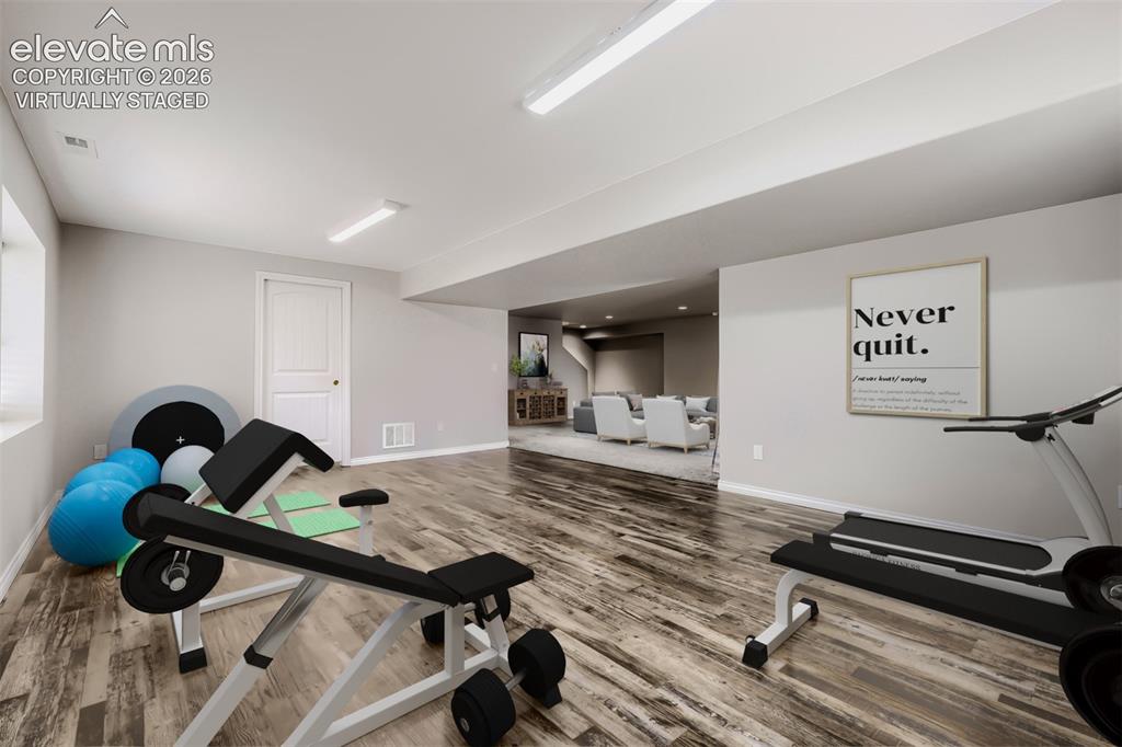 Image 38 of 50: Virtually staged flex room (game room, hobby room, playroom, or exercise ro