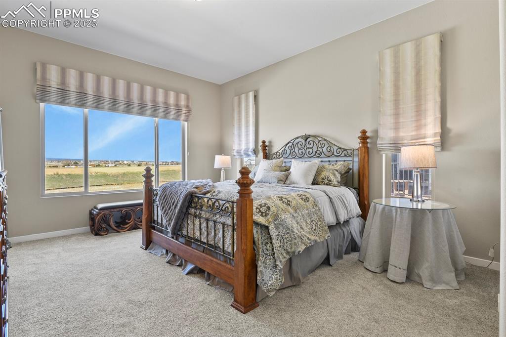 Image 18 of 50: Bedroom featuring light colored carpet