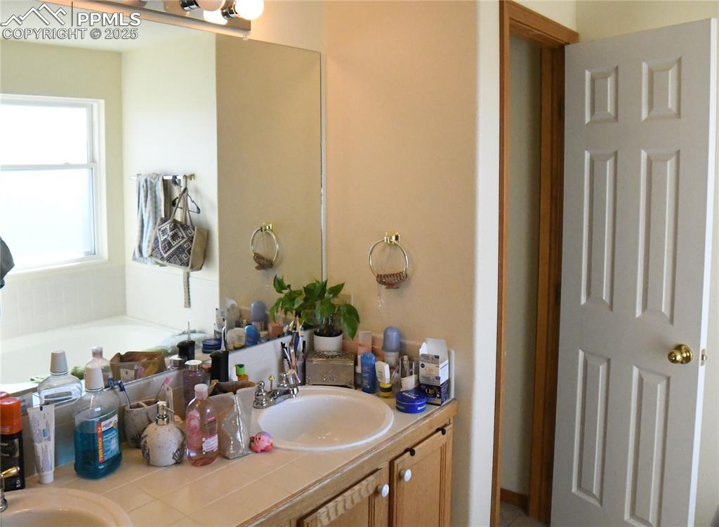 Image 17 of 25: Bathroom featuring vanity and a bathing tub