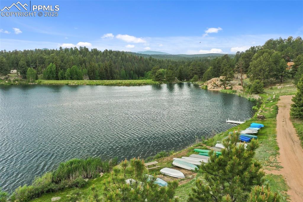 Image 29 of 30: Water view featuring a heavily wooded area