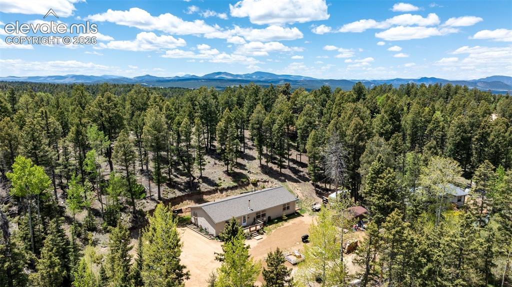 Image 30 of 36: Expansive treed lot with mountain range backdrop