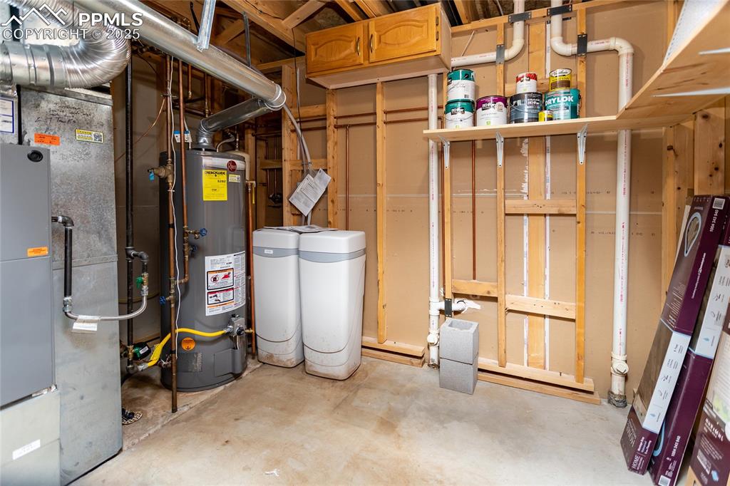 Image 41 of 48: Mechanical room with water softener