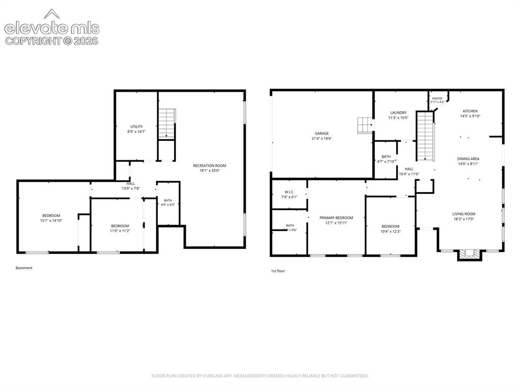 Image 37 of 37: Main level and Basement Level floor plans