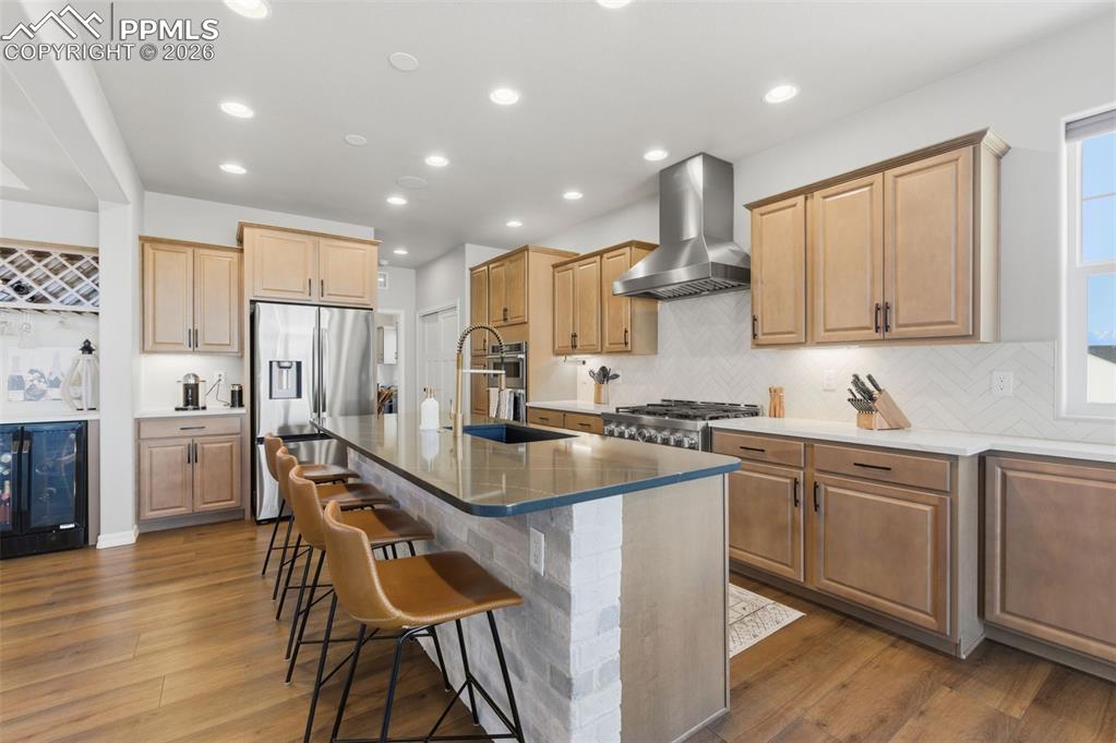 Image 8 of 44: Notice The Recessed Lighting Center Island w/Counter Bar!