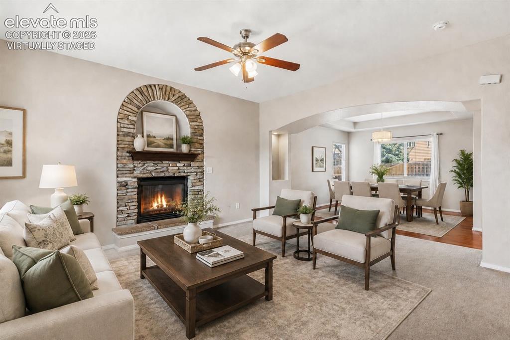 Image 7 of 46: Living room and dining room virtually staged for inspiration