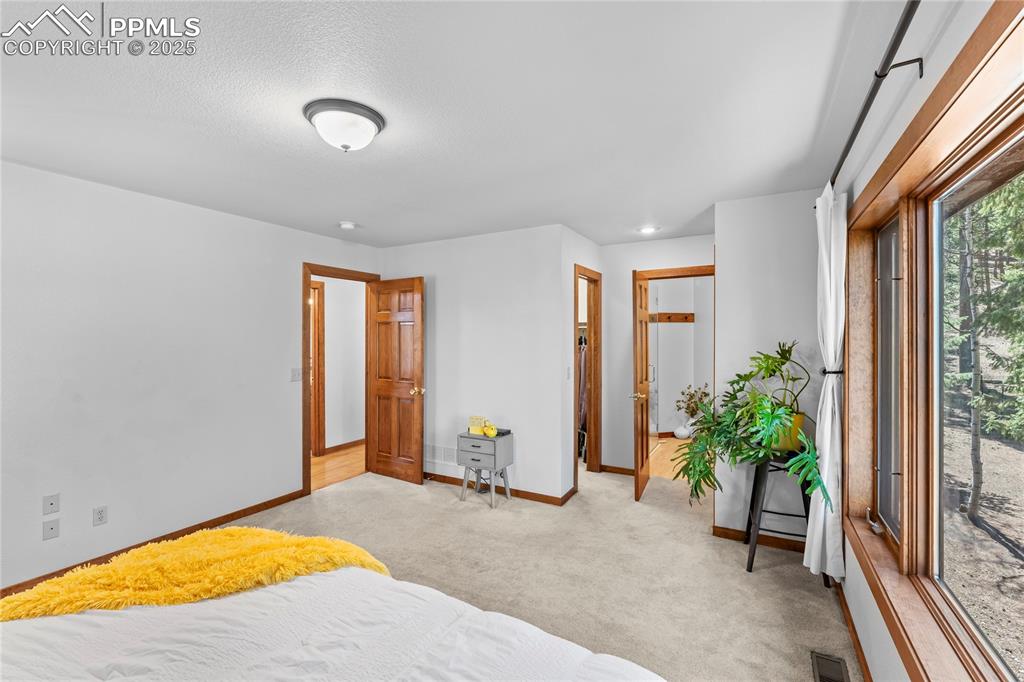 Image 20 of 49: Bedroom with baseboards and light carpet