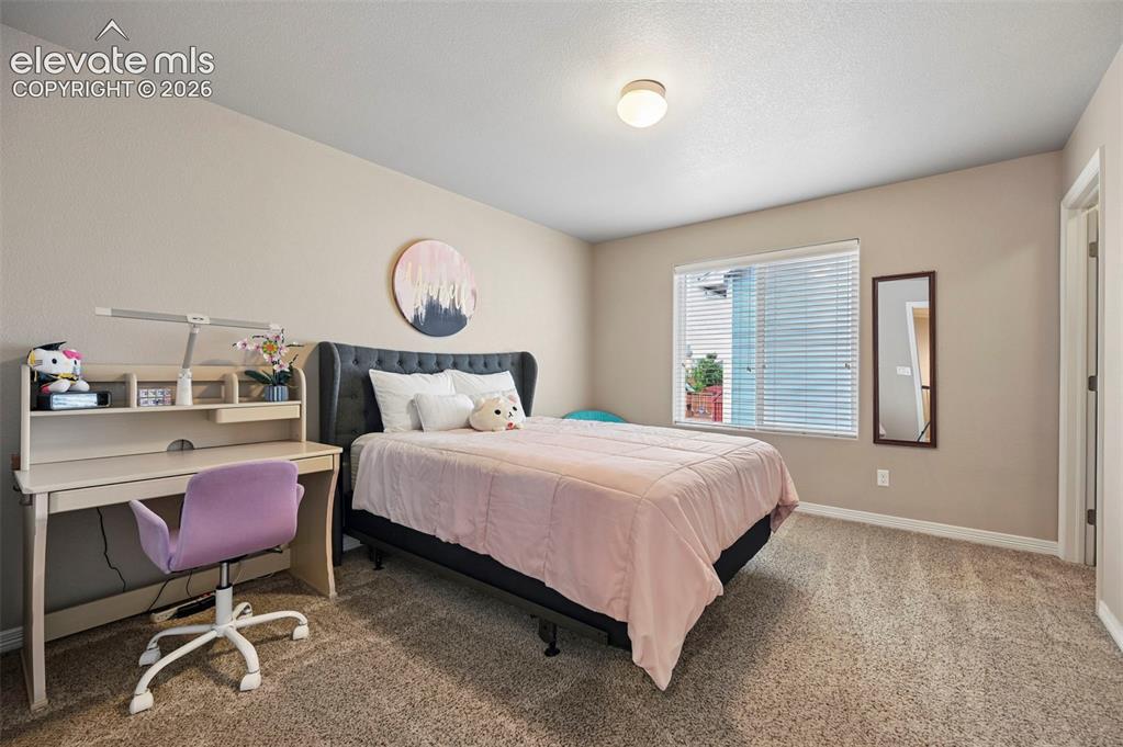 Image 18 of 24: Bedroom featuring a neutral color palette, wall-to-wall carpeting, and a wi