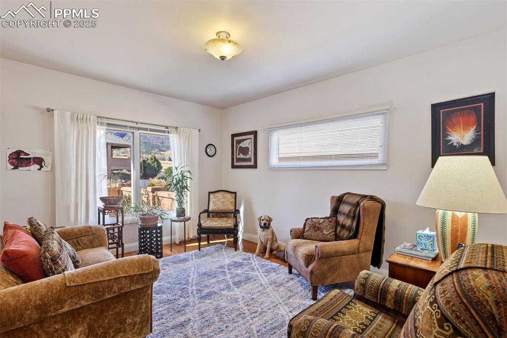 Image 6 of 37: Front study/reading room with mountain view