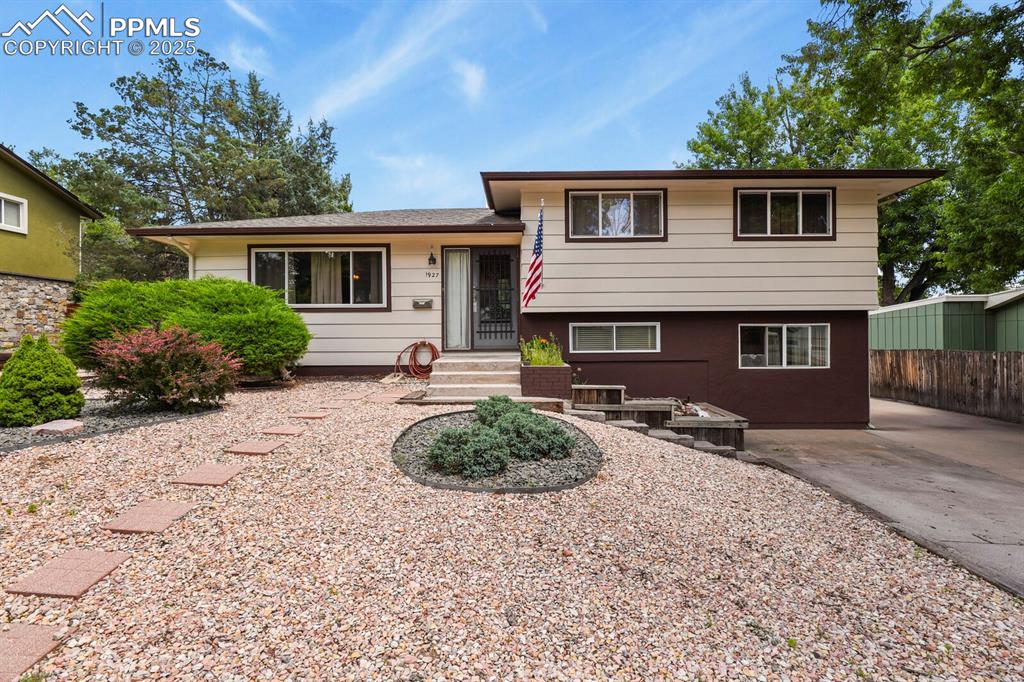 Caption: View of split level home