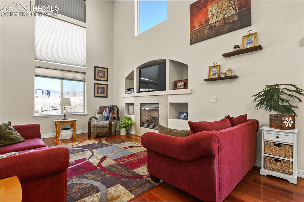 Image 17 of 41: Additional view of family room. View of Pikes Peak.
