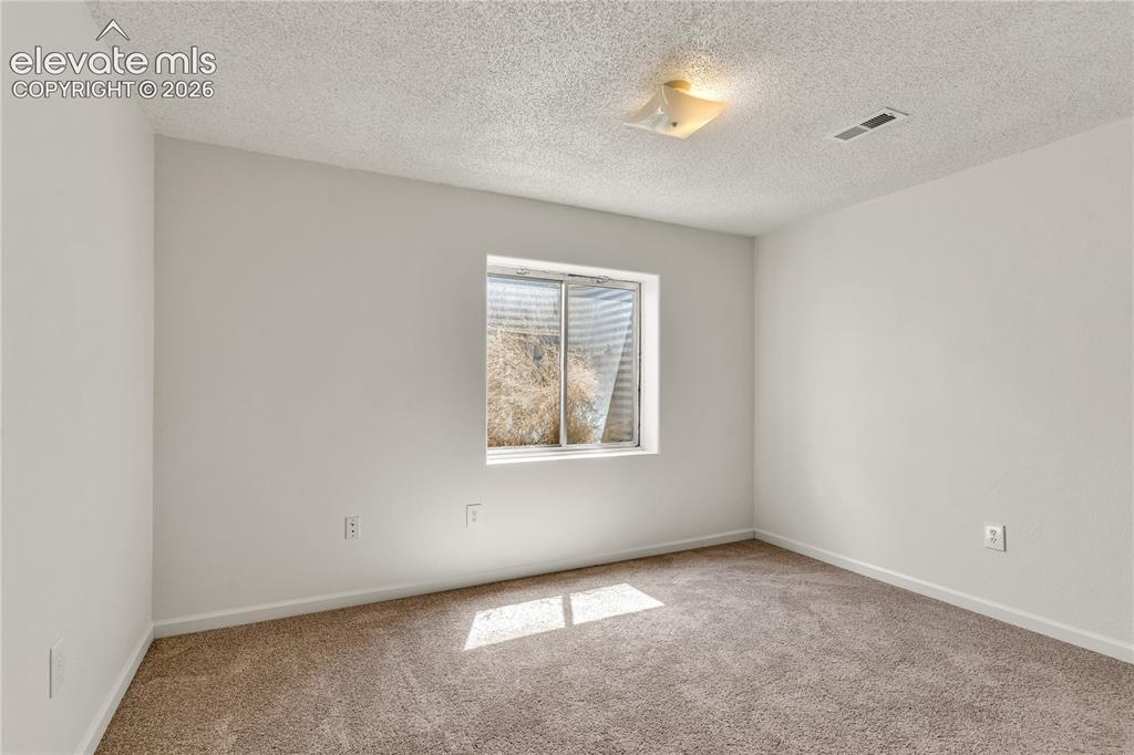 Image 22 of 32: Neutral wall finishes with a single window, overhead lighting, and carpeted