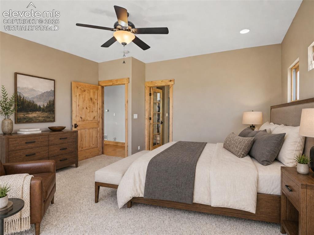 Image 19 of 50: primary bedroom. virtually staged