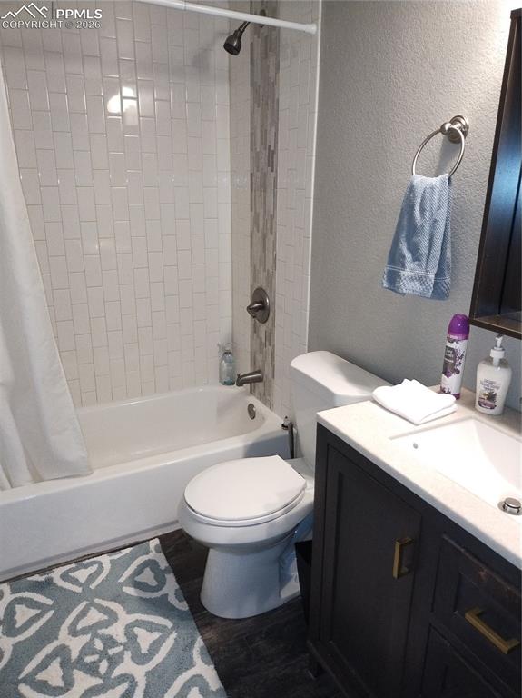 Image 7 of 30: Full bath featuring tile floora
, shower / bath combination with curtain, 