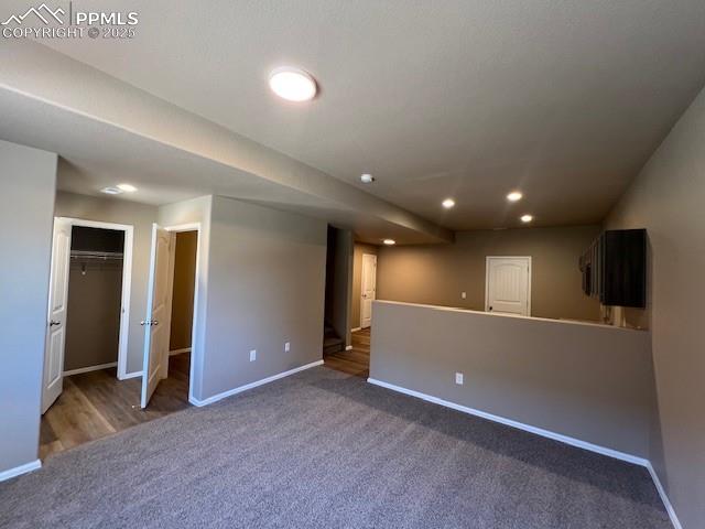 Image 3 of 22: Basement featuring carpet flooring