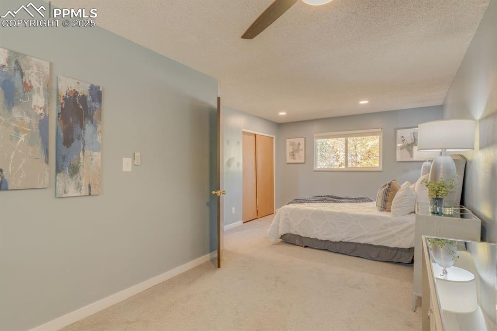 Image 26 of 47: Primary bedroom with carpet.