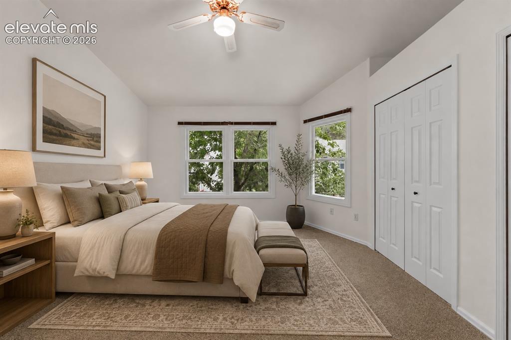 Image 14 of 43: Virtual Staged Upper level primary bedroom