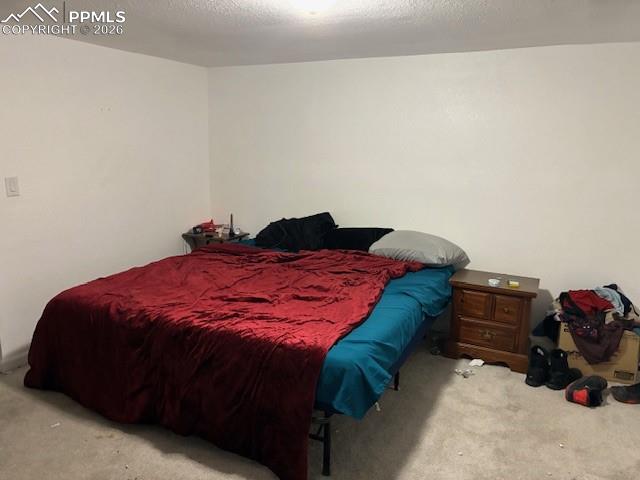 Image 10 of 17: Bedroom with carpet and a textured ceiling