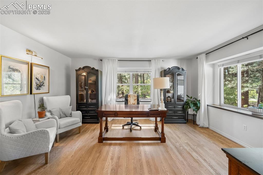 Image 14 of 30: Spacious office with large windows, deep window ledges, overlooking views o
