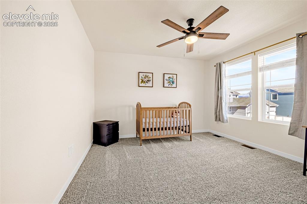 Image 18 of 50: Wall-to-wall carpeting, multiple windows providing ample ambient light, and