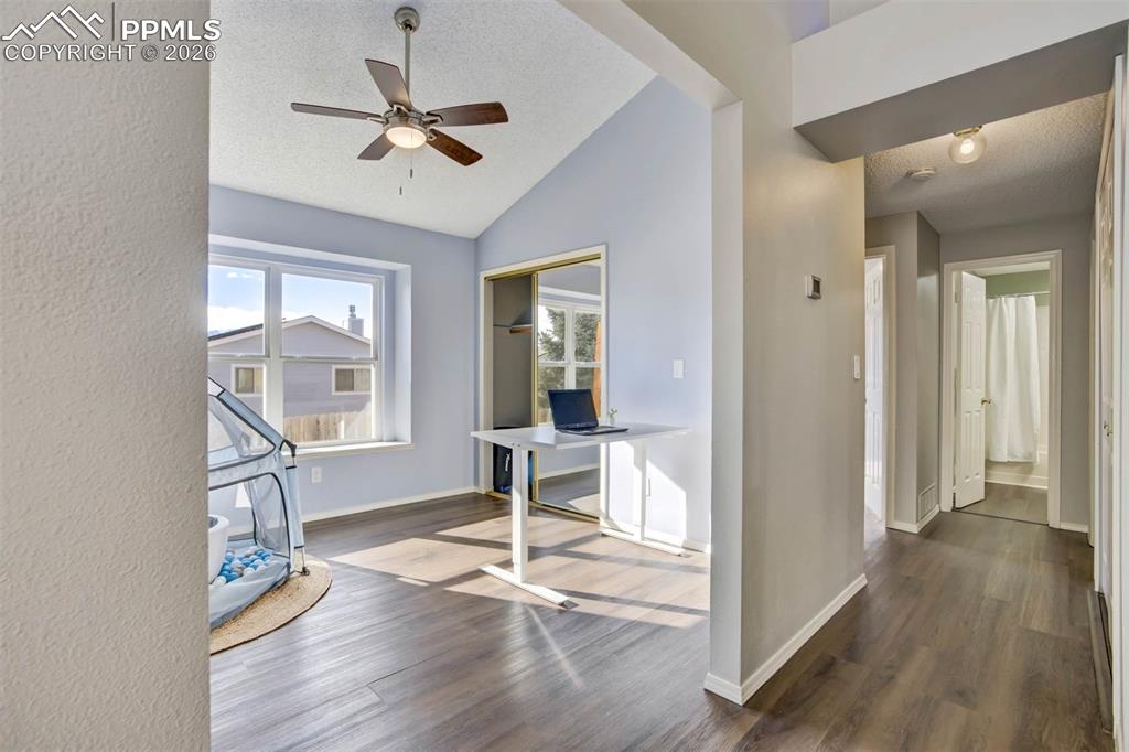 Image 27 of 43: Bedroom 3 (or office) with mountain view