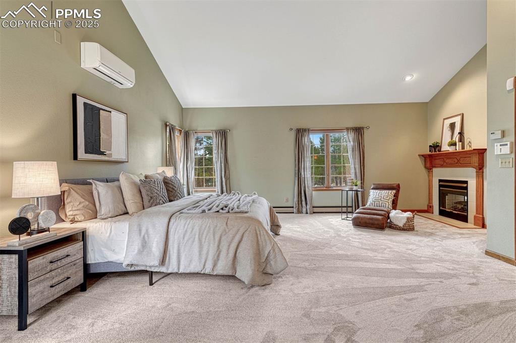 Image 16 of 46: New carpet & gas fireplace. 