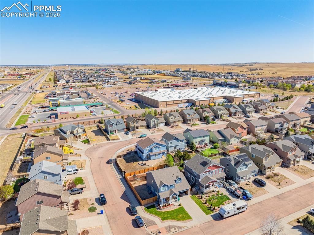 Image 29 of 40: Aerial perspective showcasing a residential neighborhood with varied archit