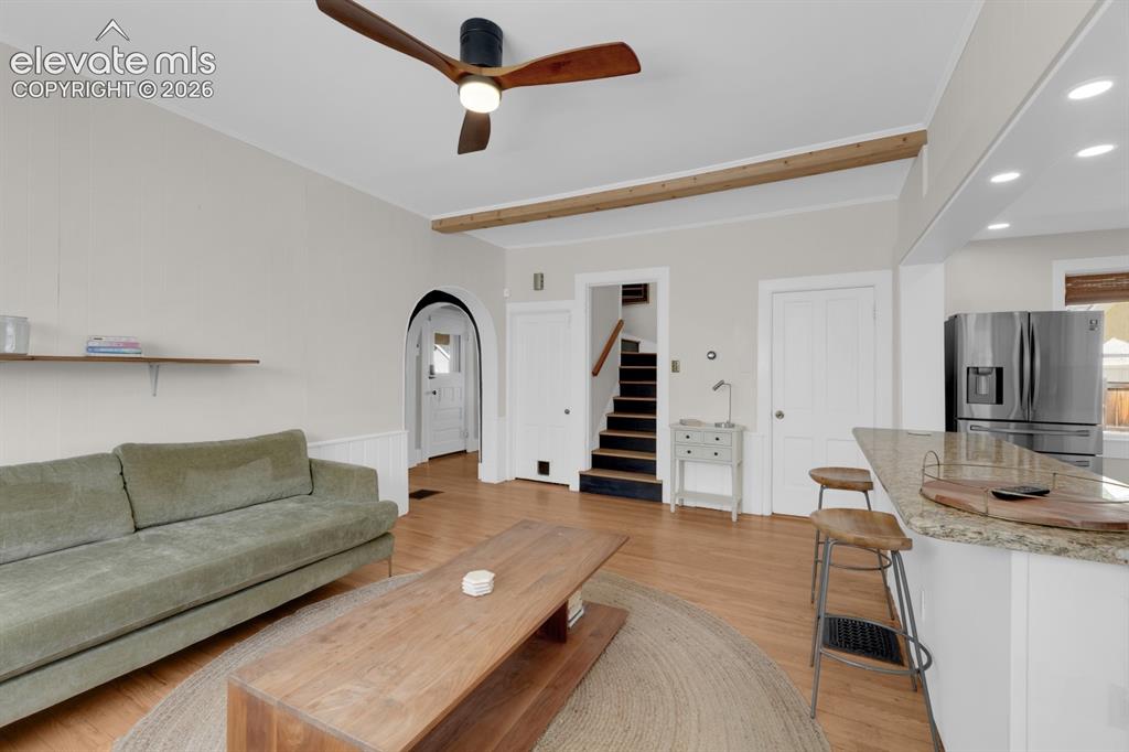 Image 8 of 32: Open-concept living area.