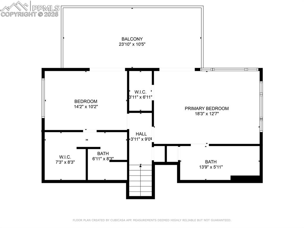 Image 45 of 45: Upper level floor plan