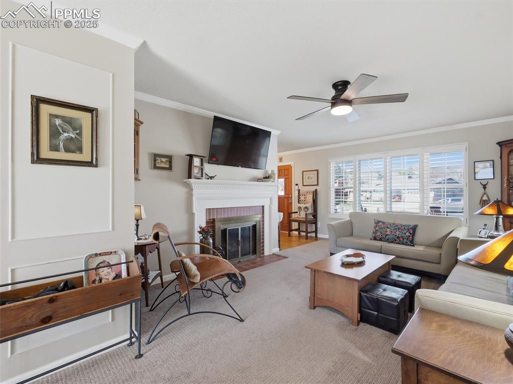 Image 13 of 47: Living room is just inside the front door