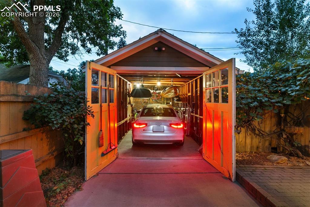Image 9 of 43: Detached garage with electricity.