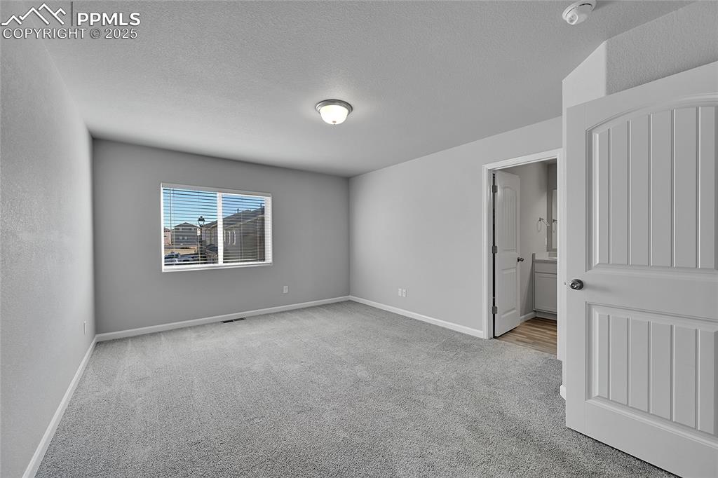 Image 23 of 46: Unfurnished bedroom featuring light colored carpet, a textured ceiling, and