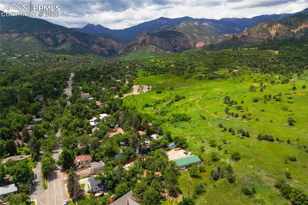 Image 2 of 50: Aerial View of the home backing up to Stratton Meadow Open Space!