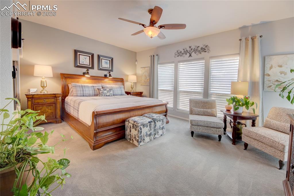 Image 15 of 50: Master bedroom with remote controlled blinds
