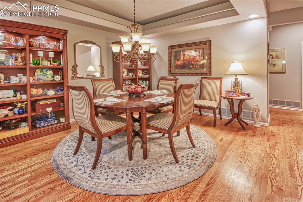 Image 46 of 50: Dining room lights up at night